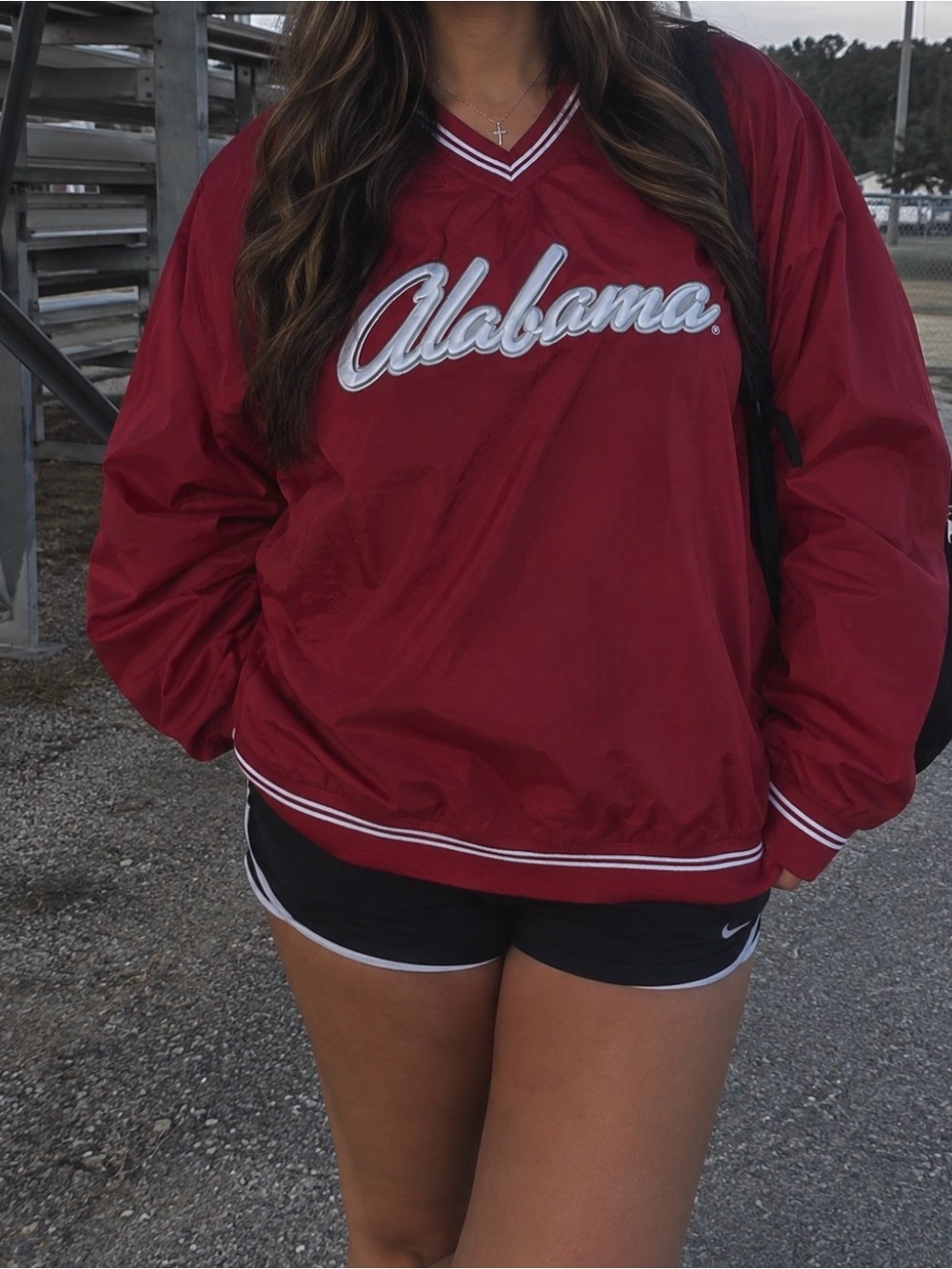 Alabama Red V-Neck Pullover Varsity Jacket